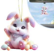 Décoration murale de Pâques avec pendentif en acrylique en forme de lapin aux oreilles courtes