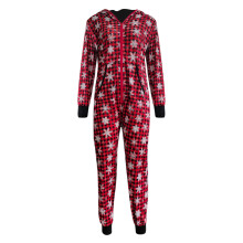 Combinaison de Noël à capuche et poches pour femme, à carreaux