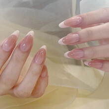 Unghie finte medie, mandorla, french manicure, 24 pezzi
