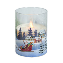 Bougie pilier LED maison bonhomme de neige blanc chaud 3x4 pouces