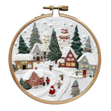 Christmas Embroidery Kit for Adults with Printed Christmas
