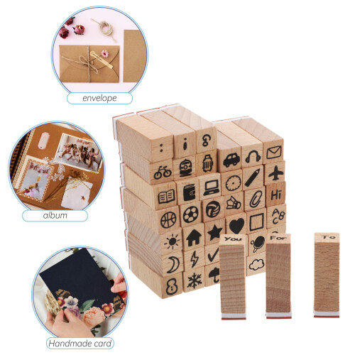 Σφραγίδες Moluckfu για scrapbooking από ξύλο, καουτσούκ, συσκευασία των 42 2