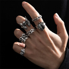 Gothic Skeleton Ring Set Unisex 6-Piece