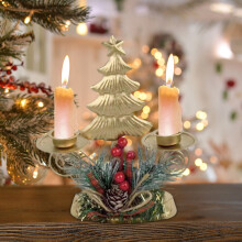 Décoration de Noël double chandelier en fer doré