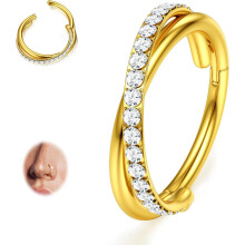 Anneaux de nez en titane G23 avec zirconiums cubiques 16G–20G6–12 mm
