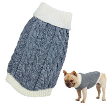 Dog Sweater Small Dog Sweater Turtleneck Dog Sweater Cable Knit Dog Sweater Stretchable Pullover Warm Leash Hole Plaid Pet Clothes