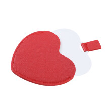 Stainless Steel Heart Mirror with PU Leather Case Dark Red