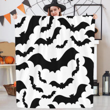 Couverture Tupukom à motif chauve-souris gothique pour Halloween - Couverture d'horreur sur le thème d'Halloween, en flanelle douce pour canapé,
