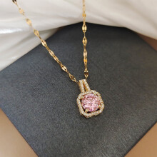 Titanium Steel Necklace for Women Copper Micro-Pave Gold