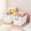 Boîte de rangement en plastique blanc empilable avec poignées 1