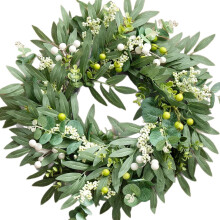 Couronne de style champêtre, feuillage d'eucalyptus mixte, 61 cm (24 pouces)