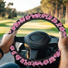 Pink Flower Golf Cart Steering Wheel Cover Universal Fit