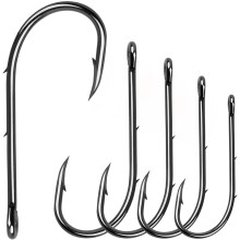 Fishing Hooks Barbed Shank Bait Holder Black Carbon Steel