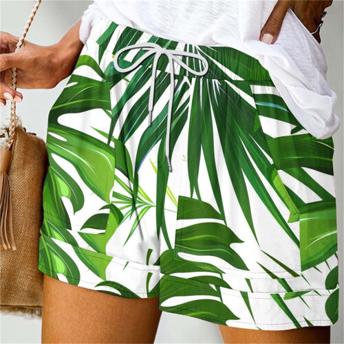 Damsommarshorts med hög midja och tryck, bandage 1