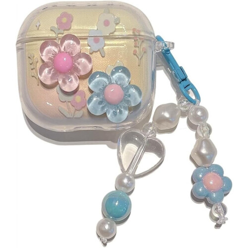 Virágos AirPods4Case kék virágos pillangóminta