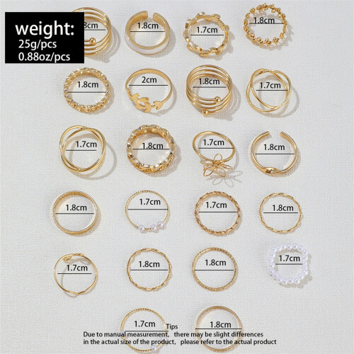 Gold Knuckle Rings Set Vintage Boho Style 22-Piece 2