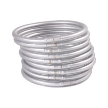 Gouden Boeddha armband van plastic met goudfolie en siliconen, 1 stuk