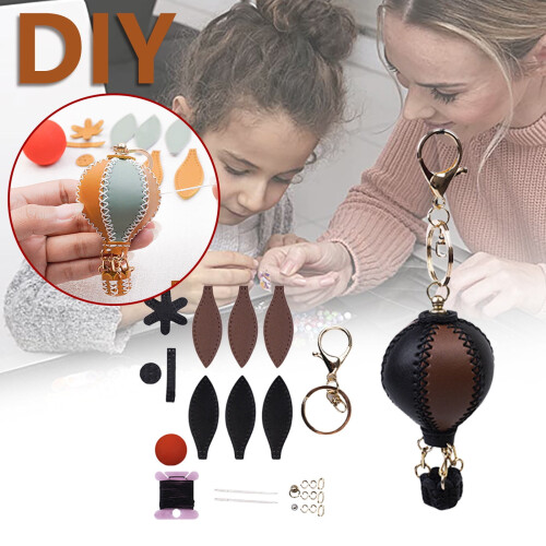DIY-Set mit Leder-Schlüsselanhänger, handgenäht, 1 Set