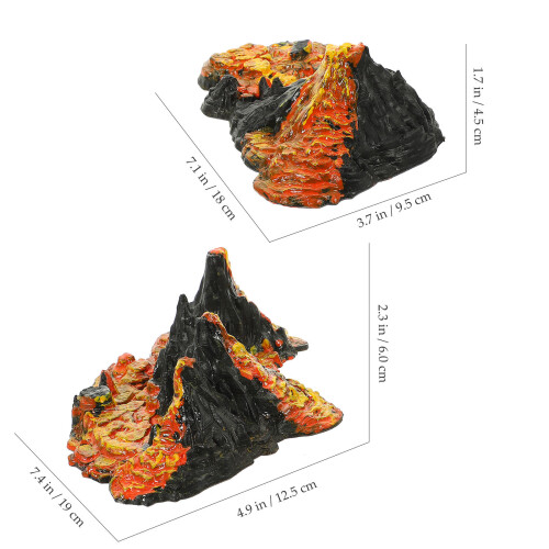 Vulkaanmodel beeldje plastic landschapsdecoratie 2 stuks 2