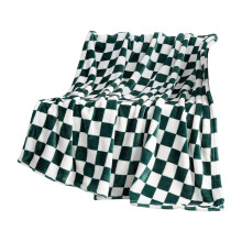 Flannel Blanket Green Checkered Pattern Soft Throw 39.37 x