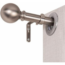 Satin Nickel Adjustable Curtain Rod 18-144", 1" Modern Heavy-Duty Drapery Pole with Round Finials