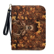 Couverture de Bible en cuir PU Elk, motif camouflage forêt, taille standard