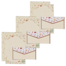 Vintage Flower Stationery Set with 10 Lined Papers and 10