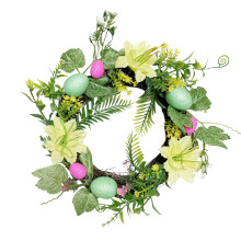 Couronne de Pâques avec œufs pastel, baies et fleurs sauvages (1 pièce)