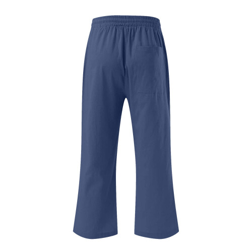 Women's Linen Blend Capris with Pockets Blue S 2