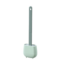 Flat Toilet Brush with Long Handle, Flexible TPR Bristles, Wall-Mounted & Bendable Head for Tight Spaces – Compatible with Standard Holders