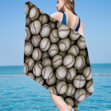 Serviette de plage en microfibre anti-sable, motif baseball, pour enfants