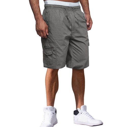 Herre cargoshorts i bomull med elastisk midje og flere lag 2