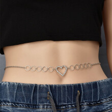 Crystal Heart Waist Chain for Women Vintage 2000s Style