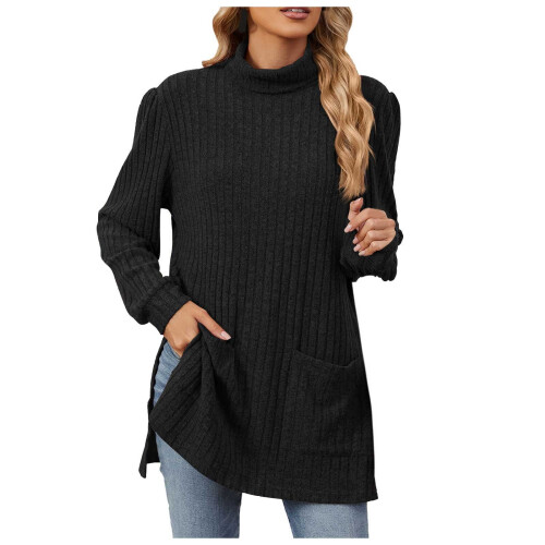 Damen-Halbrollkragenpullover, schwarz, XXL 1