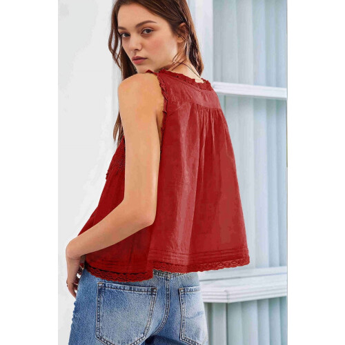 Boho-Crop-Top mit Bindeband vorne, ärmellos, aus Mesh-Chiffon, Größe S 2