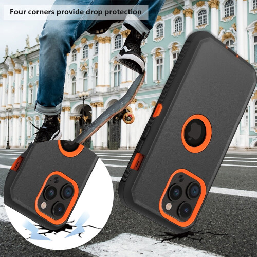 Θήκη iPhone16Pro στρατιωτικής ποιότητας, αντικραδασμική, μαύρη 2