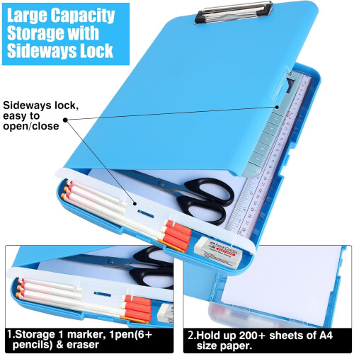 Plastic Clipboard with Storage 8.5"x11" 1 PC 2