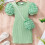 Grünes Strickkleid-Set mit Puffärmeln für Kinder, inklusive Tasche 2