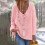 Damen-Winterstrickpullover mit V-Ausschnitt, einfarbig rosa 2