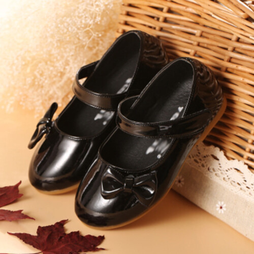 Mädchen-Leder-Prinzessinnenschuhe, schwarz, Größe 32 1