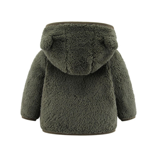 Giacca con cappuccio foderata in pile per neonati, verde oliva, 0-6 mesi 2