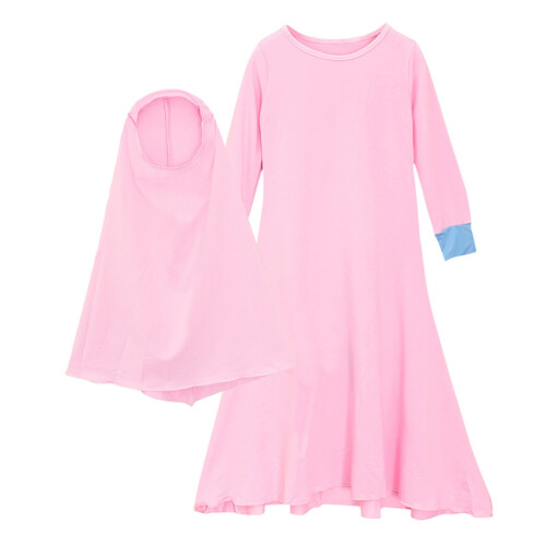 Abaya de Ramadan pour filles avec hijab, robe longue