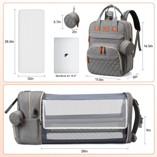 Sac à dos à langer imperméable avec table à langer intégrée (1 pièce) 1