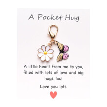 2026 New Greeting Card Display Stand with Pocket, Hug Charms, Flower/Butterfly/Themed Keychains & Heartwarming Pendant