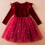 Meisjes winterprinsessenjurk met mesh patchwork, rood, maat 4