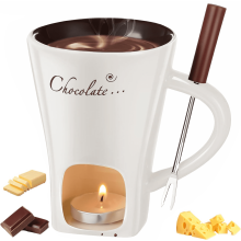 Ceramic Fondue Cup with Fork & Candle – Portable Chocolate Fondue Set, Ideal for Dates & Gifts