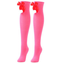 Bow Christmas Long Socks Overknee Women Holiday Christmas Striped Stockings