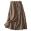 Dame A-formet bomuldshalvnederdel, elastisk talje, khaki, 2