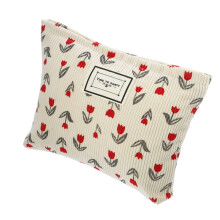 Neceser floral beige y rojo grande 10,12"x8,07"