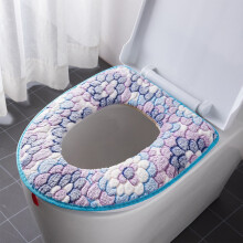 Housse de siège de toilette d'hiver en peluche bleue épaisse et moelleuse avec fermeture éclair